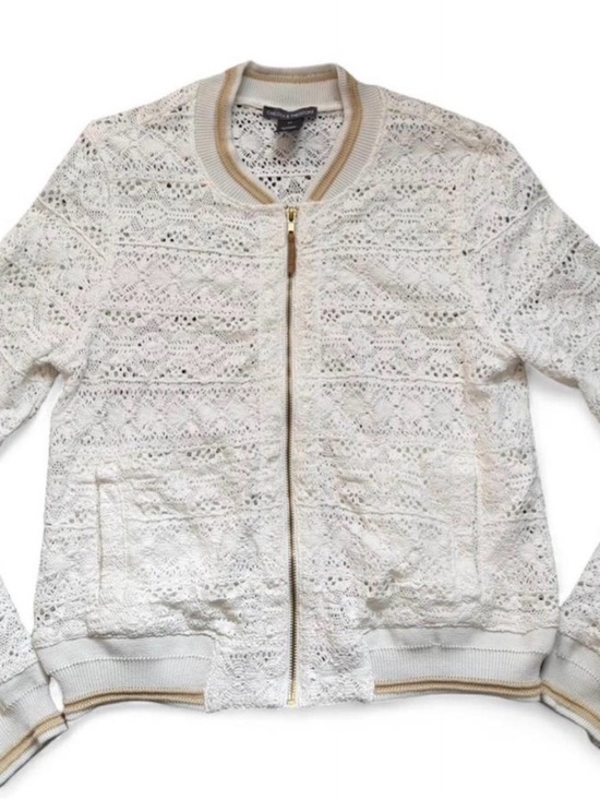 Chelsea & Theodore Jackets & Blazers - Cream Lace Bomber Jacket